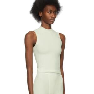 SKIMS Off White Cotton High Neck Mockneck Tank Top Ribbed Size Large